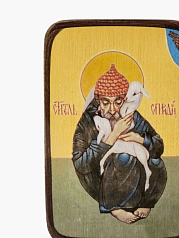 Икона Св. Спиридон Тримифунтский с овечками, 6 * 9 см